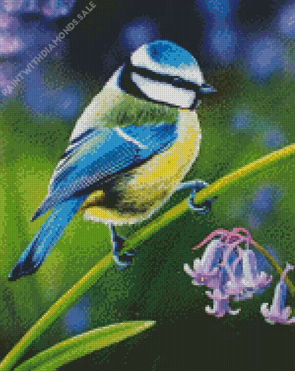 Blue Tit and purple flower Diamond Dotz Blue Tit And Purple Flower Diamond Painting