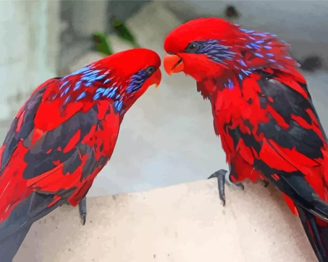 Blue streaked lory birds Diamond With Numbers Blue Streaked Lory Birds Diamond Painting