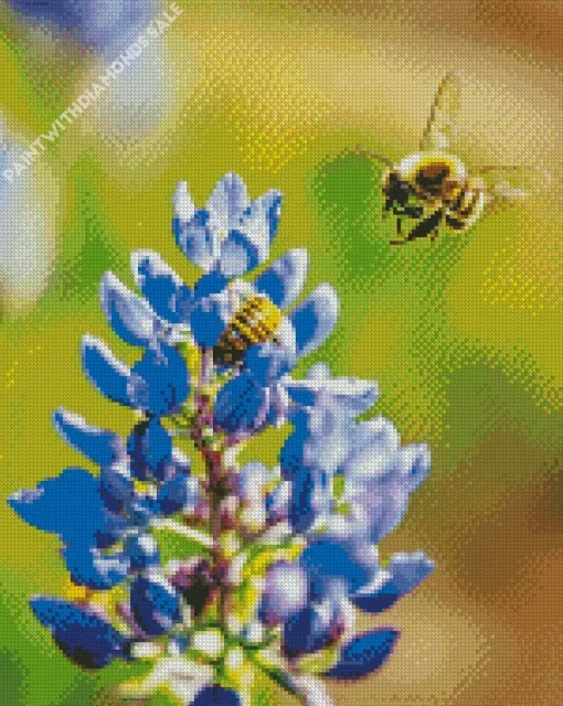 Bluebonnet And Bees Diamond Painting