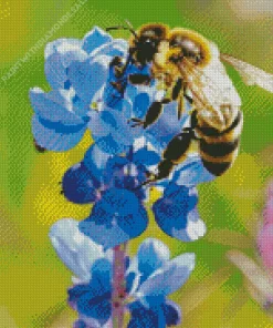 Bluebonnet Flower And Honey Bee Diamond Painting