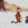 Calvin And Hobbes Walking In Snow Diamond Painting