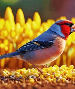 Carduelis Bird And Corn Seeds Diamond Painting