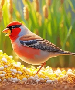 Carduelis Bird In A Corn Field Diamond Painting