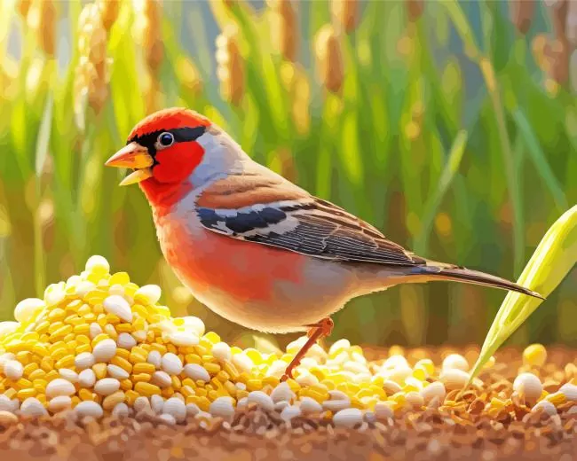 Carduelis Bird in a corn field Diamond Dotz Carduelis Bird In A Corn Field Diamond Painting