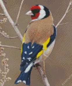 Carduelis Bird In A Tree Branch Diamond Painting