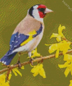 Carduelis Bird On Yellow Flowers Diamond Painting