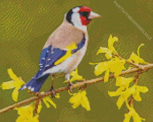 Carduelis Bird On Yellow Flowers Diamond Painting