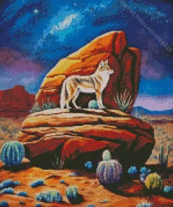 Coyote And Galaxy Sky Diamond Painting