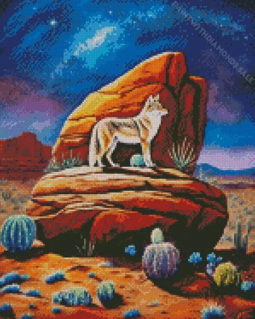 Coyote And Galaxy Sky Diamond Painting