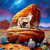 Coyote And Galaxy Sky Diamond Painting