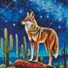 Coyote And Starry Night Diamond Painting