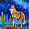 Coyote And Starry Night Diamond Painting