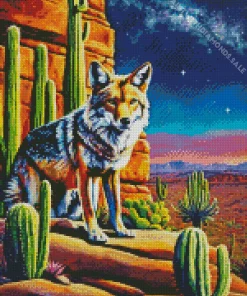 Coyote In Desert Diamond Painting