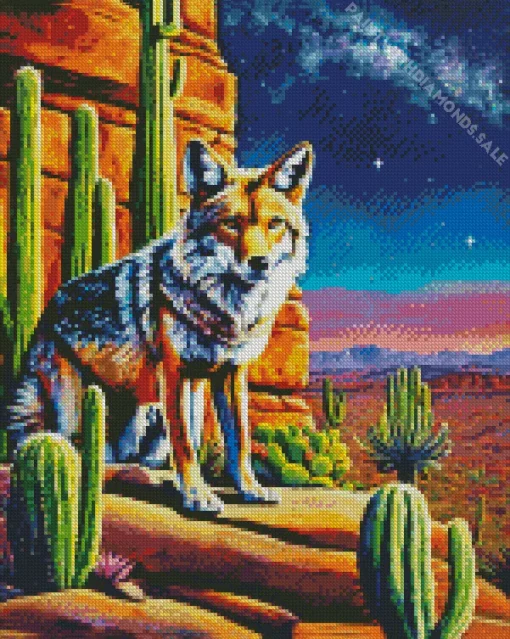 Coyote In Desert Diamond Painting