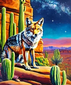 Coyote In Desert Diamond Painting