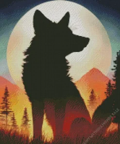 Coyote Silhouette Diamond Painting