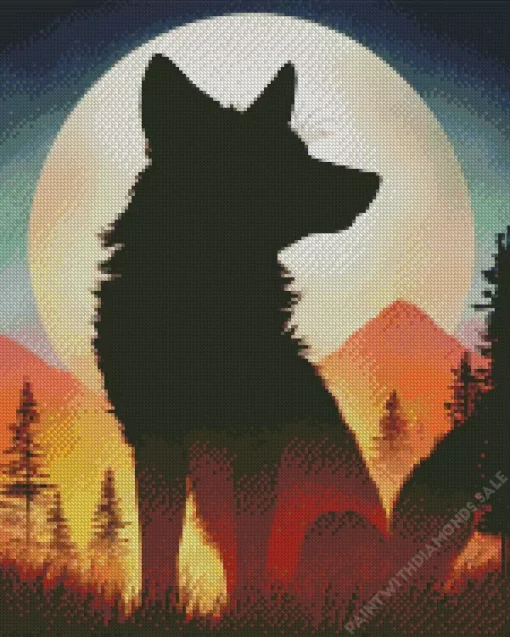 Coyote Silhouette Diamond Painting