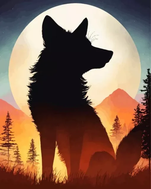 Coyote Silhouette Diamond Painting