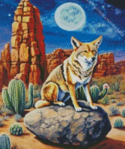 Coyote With Moonlight Diamond Painting