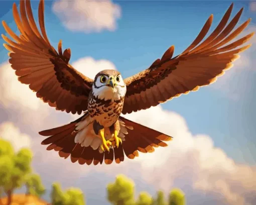 Falcon Flying In The Sky Diamond Painting