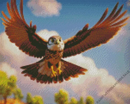 Falcon Flying In The Sky Diamond Painting