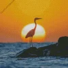 Great Egret And Sunset Diamond Painting