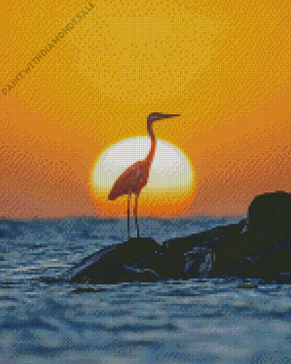 Great Egret and sunset Diamond By Numbers Great Egret And Sunset Diamond Painting