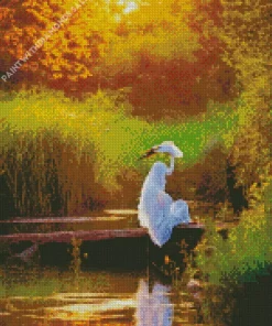 Great Egret Resting Diamond Painting