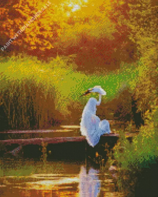 Great Egret Resting Diamond Painting