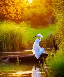 Great Egret Resting Diamond Painting