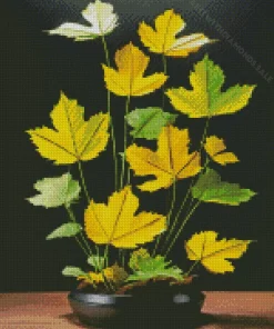 Ikebana Green Leaves Diamond Painting