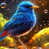 Indigo Bunting And Water Splash Diamond Painting