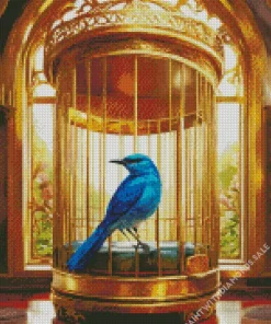 Indigo Bunting In A Cage Diamond Painting