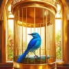 Indigo Bunting In A Cage Diamond Painting