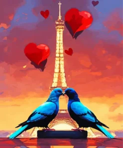 Lovebirds In Paris Diamond Painting