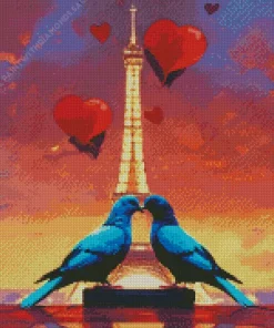 Lovebirds In Paris Diamond Painting