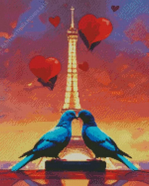 Lovebirds In Paris Diamond Painting