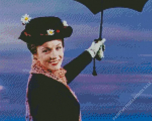 Mary Poppins And Her Umbrella Diamond Painting