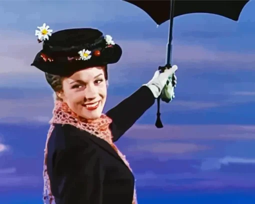 Mary Poppins And Her Umbrella Diamond Painting