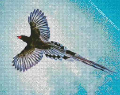 Red Billed Blue Magpie In The Sky Diamond Painting