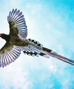 Red Billed Blue Magpie In The Sky Diamond Painting