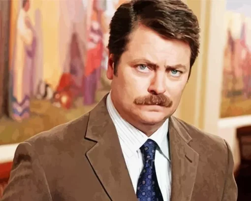 Ron Swanson Character Diamond Painting