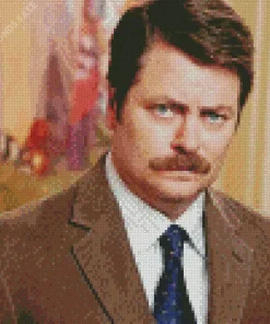 Ron Swanson Character Diamond Painting