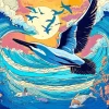 Seagull Above The Dolphins Diamond Painting