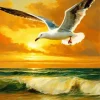 Seagull And Sunset Diamond Painting