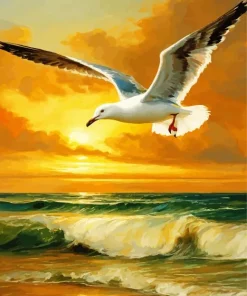 Seagull And Sunset Diamond Painting