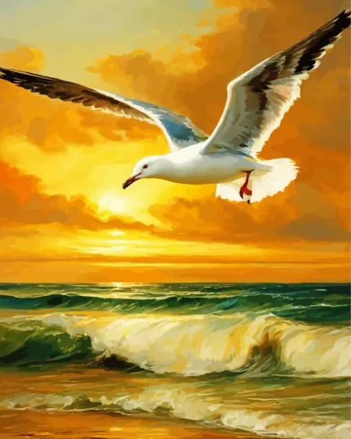 Seagull And Sunset Diamond Painting