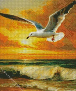 Seagull And Sunset Diamond Painting