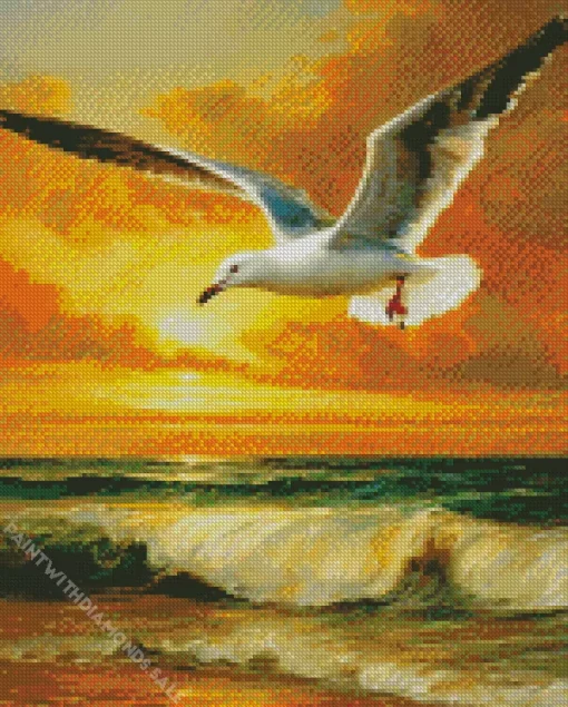 Seagull And Sunset Diamond Painting