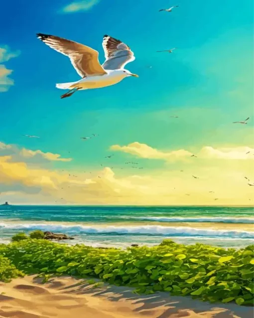 Seagull Bird Flying Diamond Painting